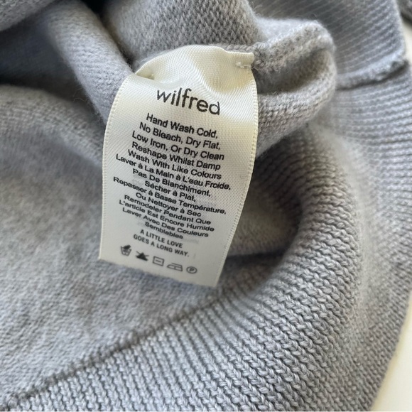 Aritzia Wilfred Gray Grey Roll neck Semi Cropped Merino Wool Sweater Size Small* - Picture 5 of 8